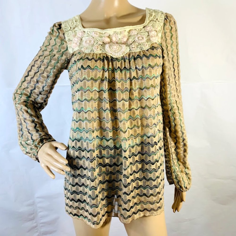 Free People New Romantics Embellish Boho Chic Top